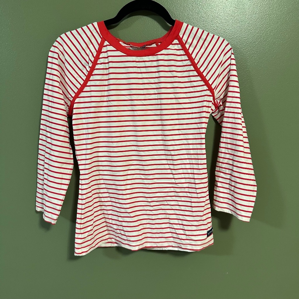 Like New Sperry rash guard rashguard swim shirt red white stripped small S